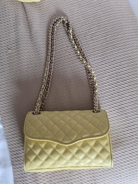 Rebecca Minkoff Quilted Yellow Chain-Handle Shoulder Bag
